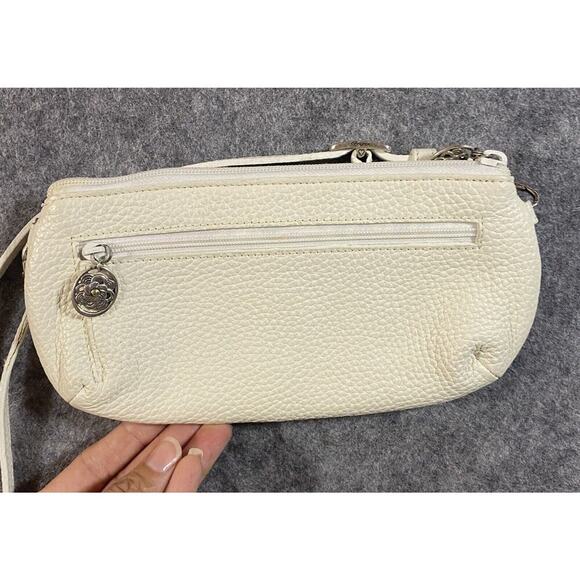 Brighton Purse Small White Leather Multicolor Leather Stitching Crossbody - Picture 8 of 13